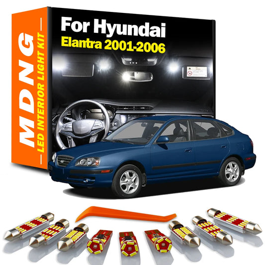 MDNG 10Pcs LED Bulbs Interior Map Dome Trunk Reading Light Kit For Hyundai Elantra 2001 2002 2003 2004 2005 2006 Car Accessories