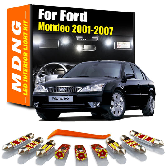 14Pcs For Ford Mondeo 2001 2002 2003 2004 2005 2006 2007 LED Lamp Interior Trunk Map Dome Sun Visor Light Kit Car Accessories