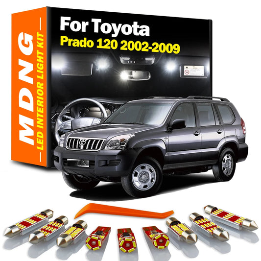 MDNG 17Pcs LED Bulbs Interior Reading Light Kit For Toyota Prado 120 LC120 2002 2003 2004 2005 2006 2007 2008 2009 Accessories