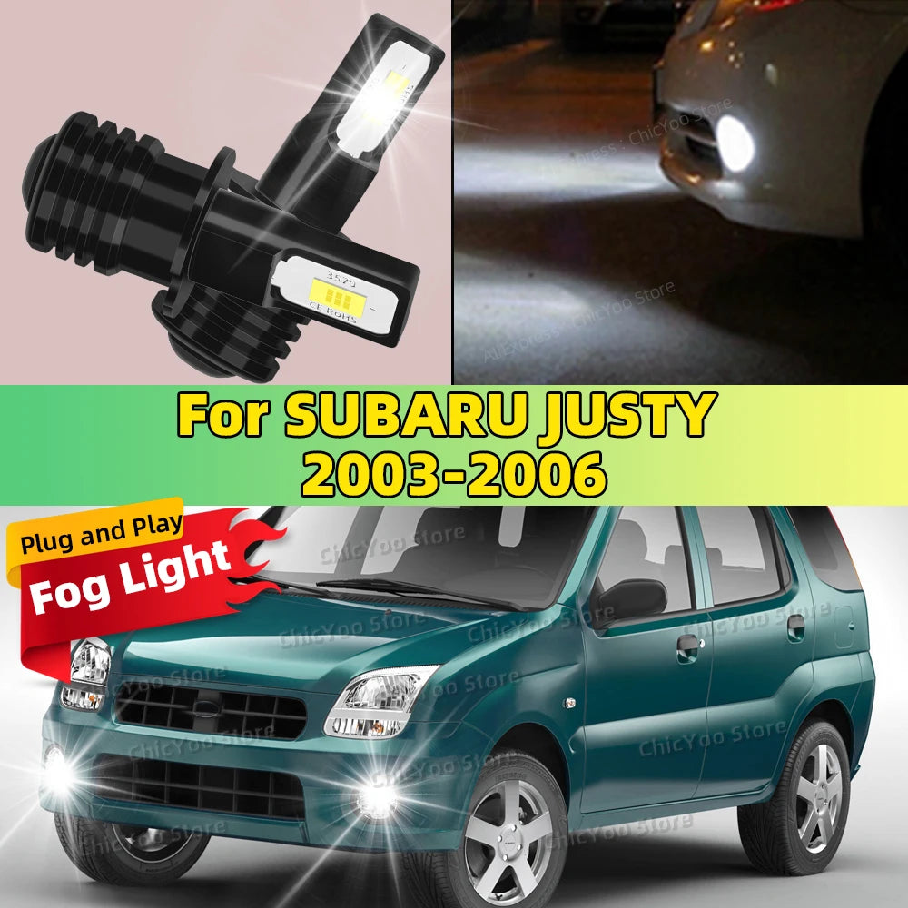 2Pcs H3 LED Bulb Fog Light 6000K White 20000LM Super Bright For SUBARU JUSTY 2003 2004 2005 2006 Plug and Play in 5 Minutes