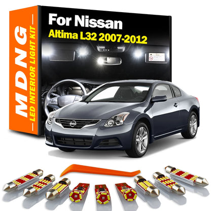 MDNG 16Pcs LED Interior Door Sunvisor Light Kit Canbus For Nissan Altima L32 Sedan Coupe 2007 2008 2009 2010 2011 2012 Car Bulbs
