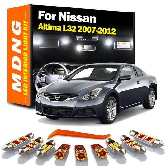 MDNG 16Pcs LED Interior Door Sunvisor Light Kit Canbus For Nissan Altima L32 Sedan Coupe 2007 2008 2009 2010 2011 2012 Car Bulbs