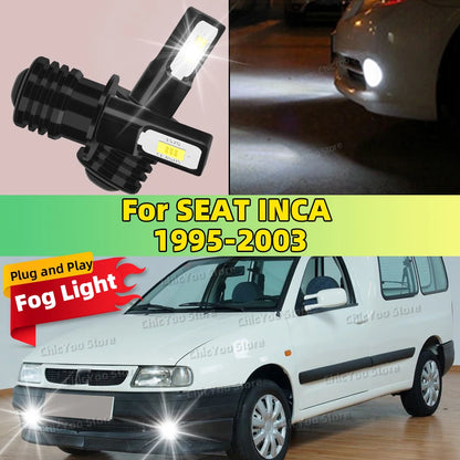 2Pcs H3 LED Bulb Fog Light 6000K White 20000LM Super Bright For SEAT INCA 1995-2003 1998 1999 2000 2001 2002 Plug and Play