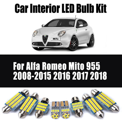 10Pcs Canbus LED Interior Map Door Dome Glove Box Light Reading Bulbs Kit For Alfa Romeo Mito 955 2008-2017 2018 Car Accessories