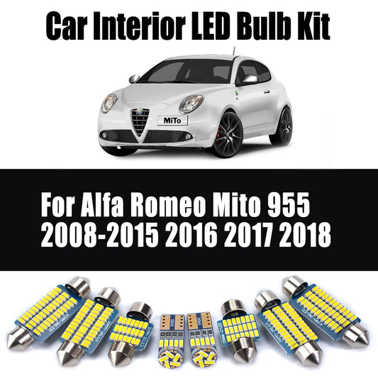 10Pcs Canbus LED Interior Map Door Dome Glove Box Light Reading Bulbs Kit For Alfa Romeo Mito 955 2008-2017 2018 Car Accessories
