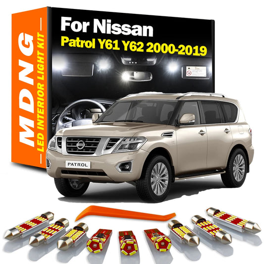 MDNG Canbus For Nissan Patrol Y61 Y62 2000-2015 2016 2017 2018 2019 LED Interior Dome Map Trunk Light Kit Car Bulbs Accessories
