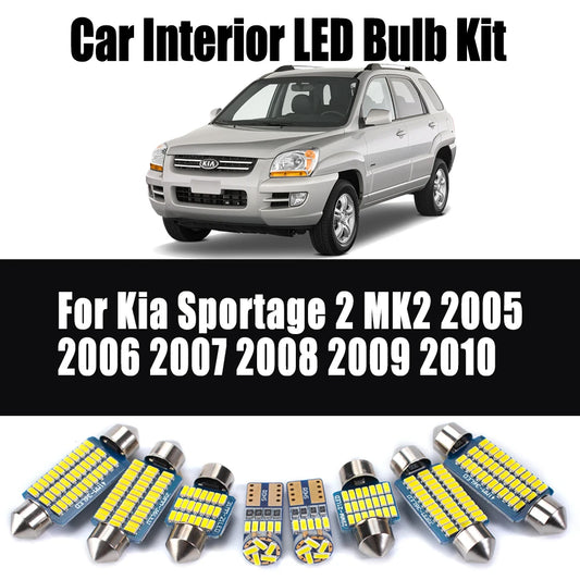 12Pcs Canbus Trunk License Plate Bulbs For Kia Sportage 2 MK2 2005 2006 2007 2008 2009 2010 Car LED Interior Map Dome Light Kit