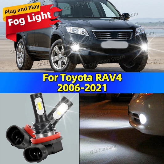 2Pcs 6000K Auto LED Fog Lights 20000LM CSP Car Fog Lamp Bulbs For Toyota RAV4 2006-2021 2011 2012 2013 2014 2015 2016