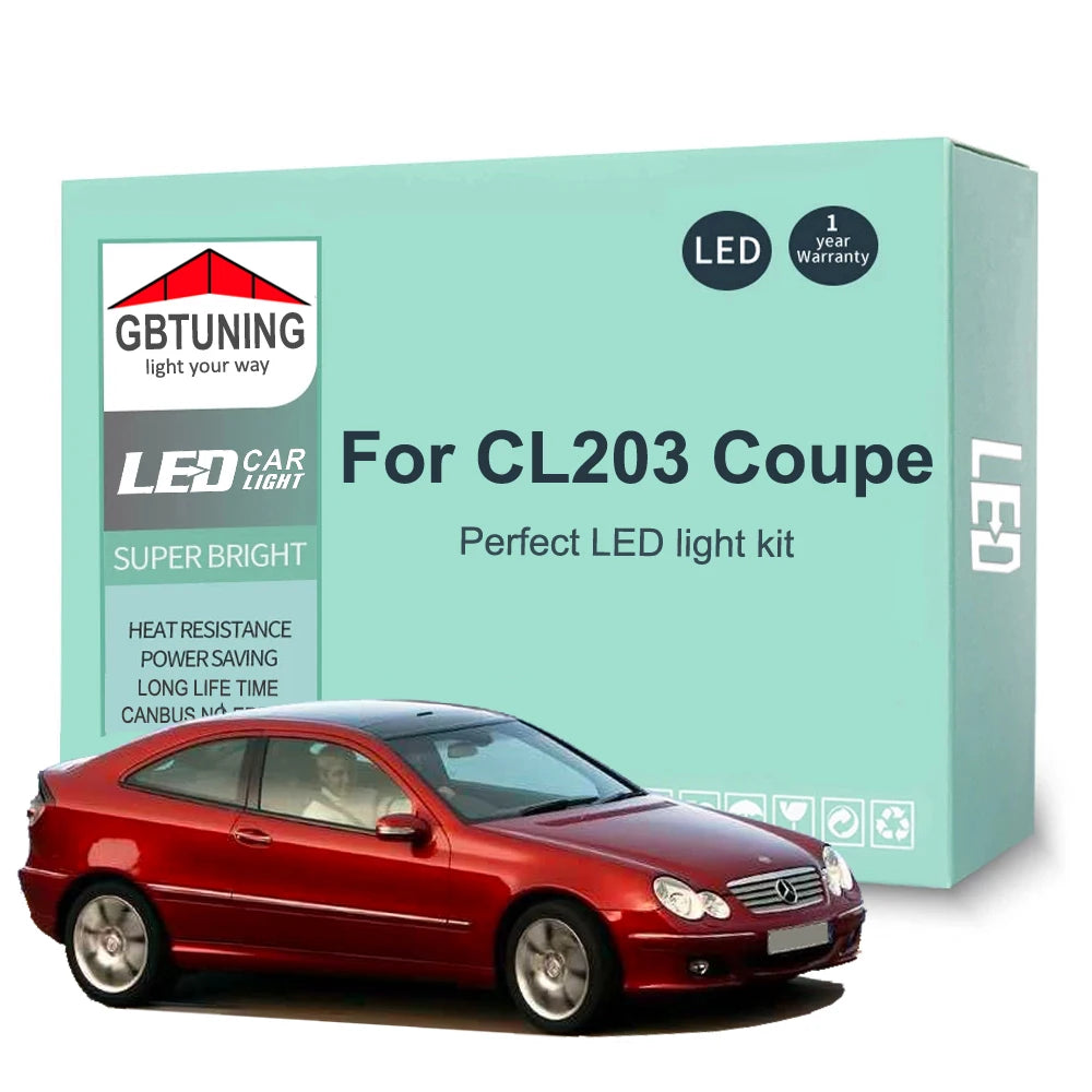 16Pcs Car Accessories For Mercedes Benz C Class CL203 Coupe 2001-2008 Canbus Dome Trunk License Plate LED Interior Light Bulb