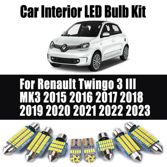 8Pcs For Renault Twingo 3 III MK3 2015 2016 2017 2018 2019 2020 2021 2022 2023 Car Lighting LED Interior Reading Light Bulbs Set