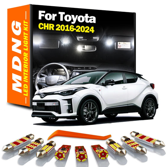 MDNG 10Pcs LED Interior Trunk Light Kit For Toyota C-HR CHR 2016 2017 2018 2019 2020 2021 2022 2023 2024 Car Bulbs Accessories