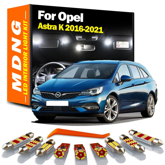 13Pcs Car LED Interior Dome Map Reading Light Kit For Vauxhall Opel Holden Astra K OPC GTC Tourer 2016 2017 2018 2019 2020 2021
