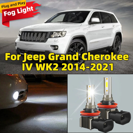 2Pcs LED Fog Light Bulbs 6000K White Car Fog Driving Lamp For Jeep Grand Cherokee IV WK2 2014 2015 2016 2017 2018 2019 2020 2021
