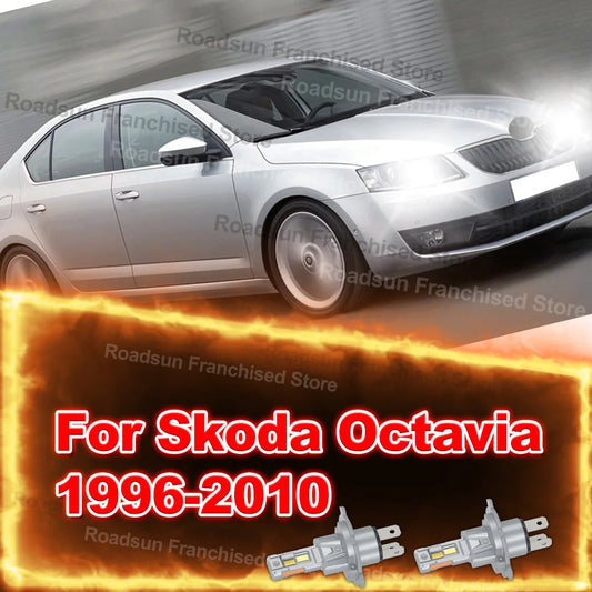 2Pcs Hi/Lo Beam Headlights 180W Plug&Play For Skoda Octavia 1996-2010 1999 2000 2001 2002 2003 2004 2005 2006 2007 2008 2009
