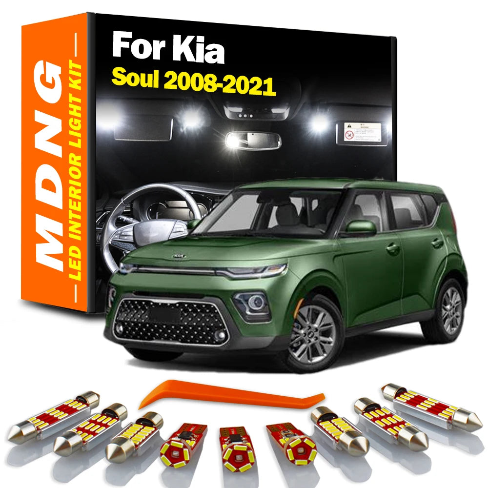 MDNG Canbus LED Interior Dome Light Kit For Kia Soul 2008- 2014 2015 2016 2017 2018 2019 2020 2021 Car Reading Bulbs No Error