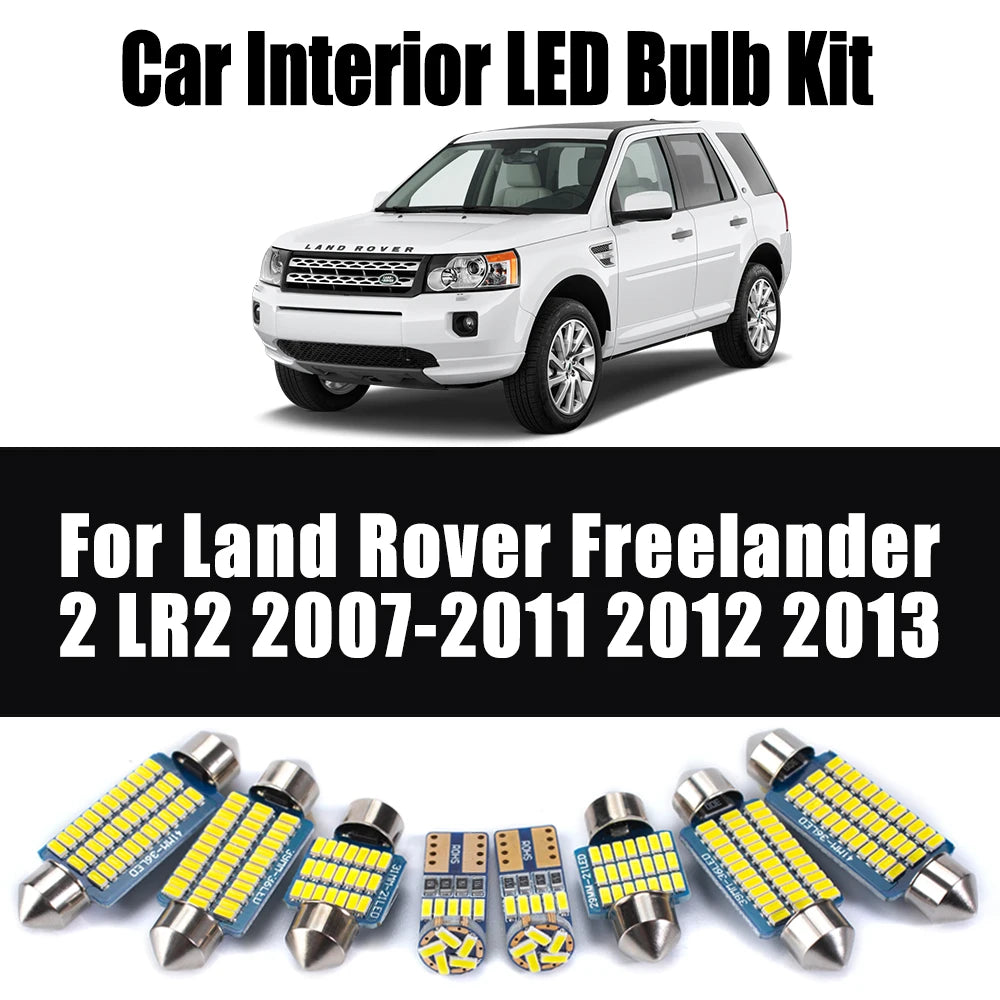 14Pcs Canbus For Land Rover Freelander 2 LR2 2007-2011 2012 2013 LED Interior Dome Map Trunk Light Car Ceiling Bulb Accessories