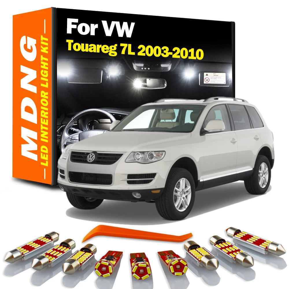 18Pcs LED Interior Trunk Dome Door Footwell Light Car Bulbs Kit For VW Touareg 7L 2003 2004 2005 2006 2007 2008 2009 2010 Canbus