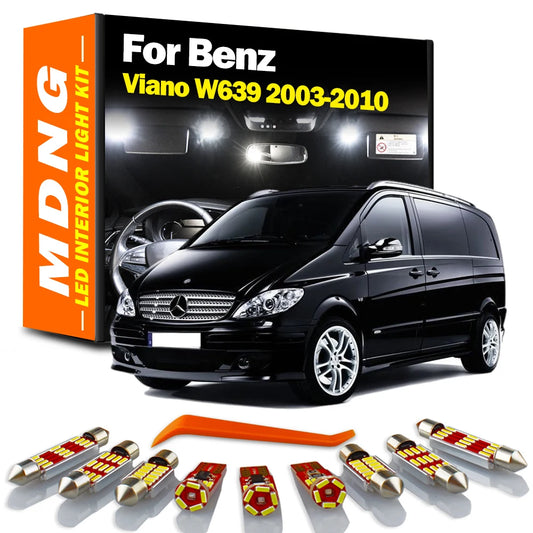 MDNG 21Pcs Canbus LED Interior Footwell Vanity Mirror Trunk Light Kit For Mercedes Benz Viano W639 2003-2010 Car Reading Bulbs