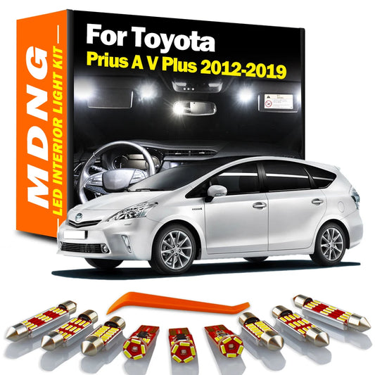 MDNG 12Pcs Canbus Car Bulbs LED Interior Map Dome Light Kit For Toyota Prius A V Plus 2012 2013 2014 2015 2016 2017 2018 2019