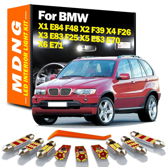 Canbus LED Interior Reading Vanity Mirror Light Kit For BMW X1 E84 F48 X2 F39 X3 E83 F25 X4 F26 X5 E53 E70 X6 E71 Car Dome Bulbs