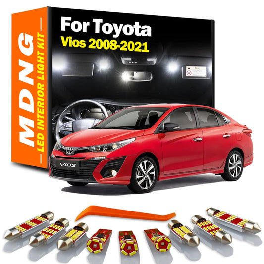 Interior LED Light Kit For Toyota Vios 2008-2016 2017 2018 2019 2020 2021 Dome Reading Trunk Lamp Canbus Car Bulbs Accessories