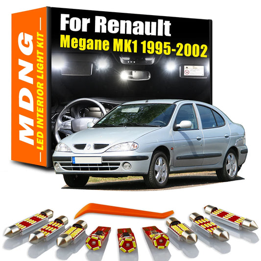 10Pcs For Renault Megane 1 I MK1 1995 1996 1997 1998 1999 2000 2001 2002 LED Interior Reading Light Kit Dome Bulb Accessories
