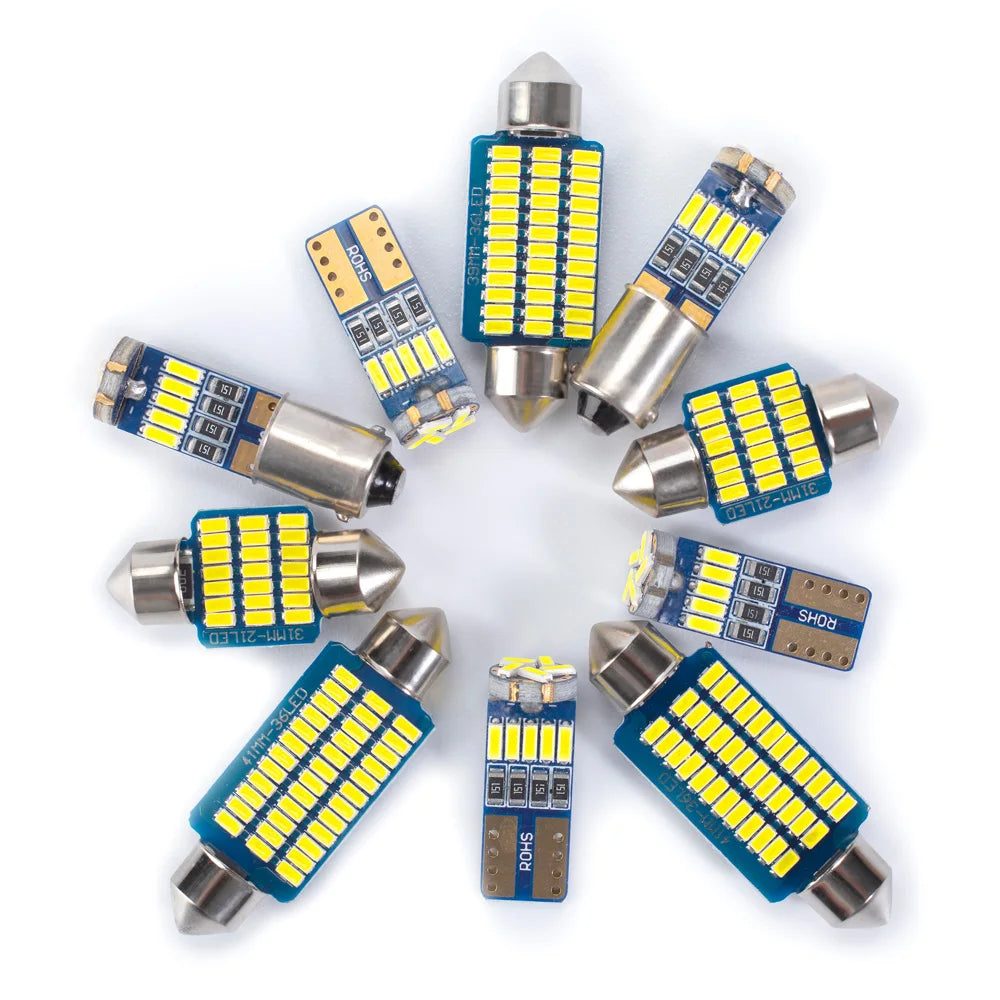 10Pcs Canbus Car LED Interior Ceiling Light Map Dome Trunk Number Plate Bulbs Kit For Renault Kardian 2024 2025 Accessories
