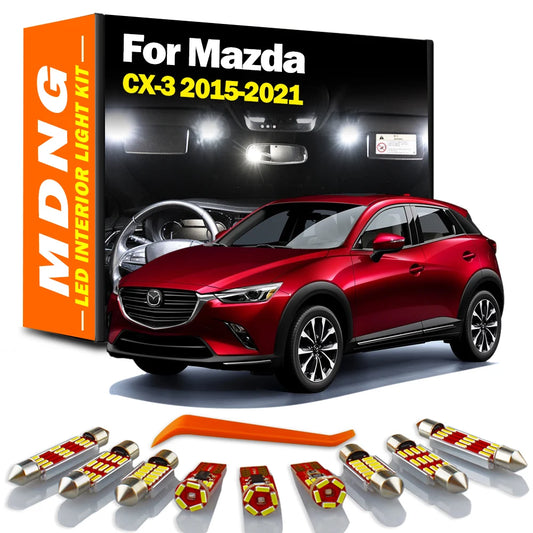 10Pcs LED Interior Map Dome Bulb Plate Trunk Light Kit For Mazda CX-3 CX3 2015 2016 2017 2018 2019 2020 2021 Car Accessories