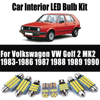 9Pcs LED Bulbs Interior Reading Dome Light Trunk Glove Box Lamp Kit For Volkswagen VW Golf 2 MK2 1983- 1986 1987 1988 1989 1990
