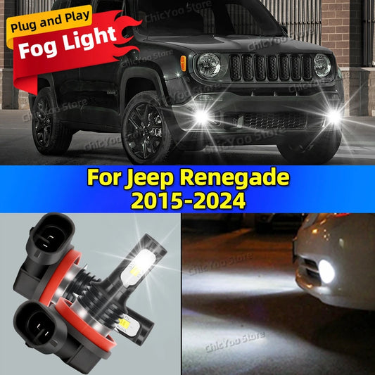 LED Car Fog Light Bulbs Auto Lamp For Jeep Renegade 2015-2024 2016 2017 2018 2019 2020 2021 20000LM Ultra Bright Plug and Play