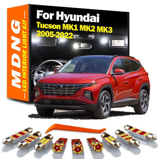 MDNG LED Interior Map Dome Door Reading Light Kit For Hyundai Tucson MK1 MK2 MK3 2005- 2019 2020 2021 2022 License Plate Lamp
