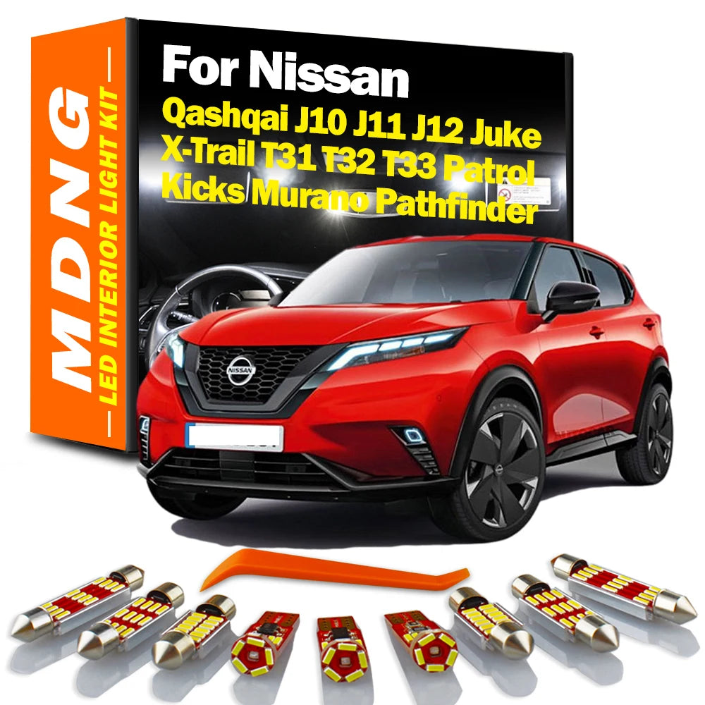 LED Bulbs Interior Light Kit For Nissan Juke Qashqai J10 J11 J12 X-Trail T31 T32 T33 Kicks Pathfinder Patrol Murano Accessories