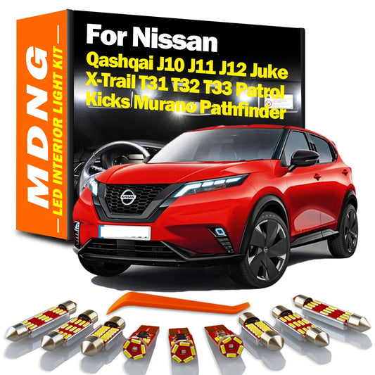 LED Bulbs Interior Light Kit For Nissan Juke Qashqai J10 J11 J12 X-Trail T31 T32 T33 Kicks Pathfinder Patrol Murano Accessories