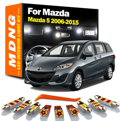 MDNG 10Pcs LED Interior Map Dome Luggage Light Kit For Mazda 5 Mazda5 2006 2007 - 2010 2011 2012 2013 2014 2015 Car Accessories