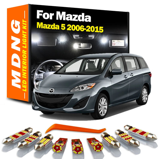 MDNG 10Pcs LED Interior Map Dome Luggage Light Kit For Mazda 5 Mazda5 2006 2007 - 2010 2011 2012 2013 2014 2015 Car Accessories