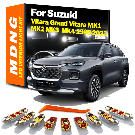 LED Interior Reading Light Kit For Suzuki Vitara Grand Vitara MK1 MK2 MK3 MK4 1988- 2020 2021 2022 2023 Car Number Plate Bulbs