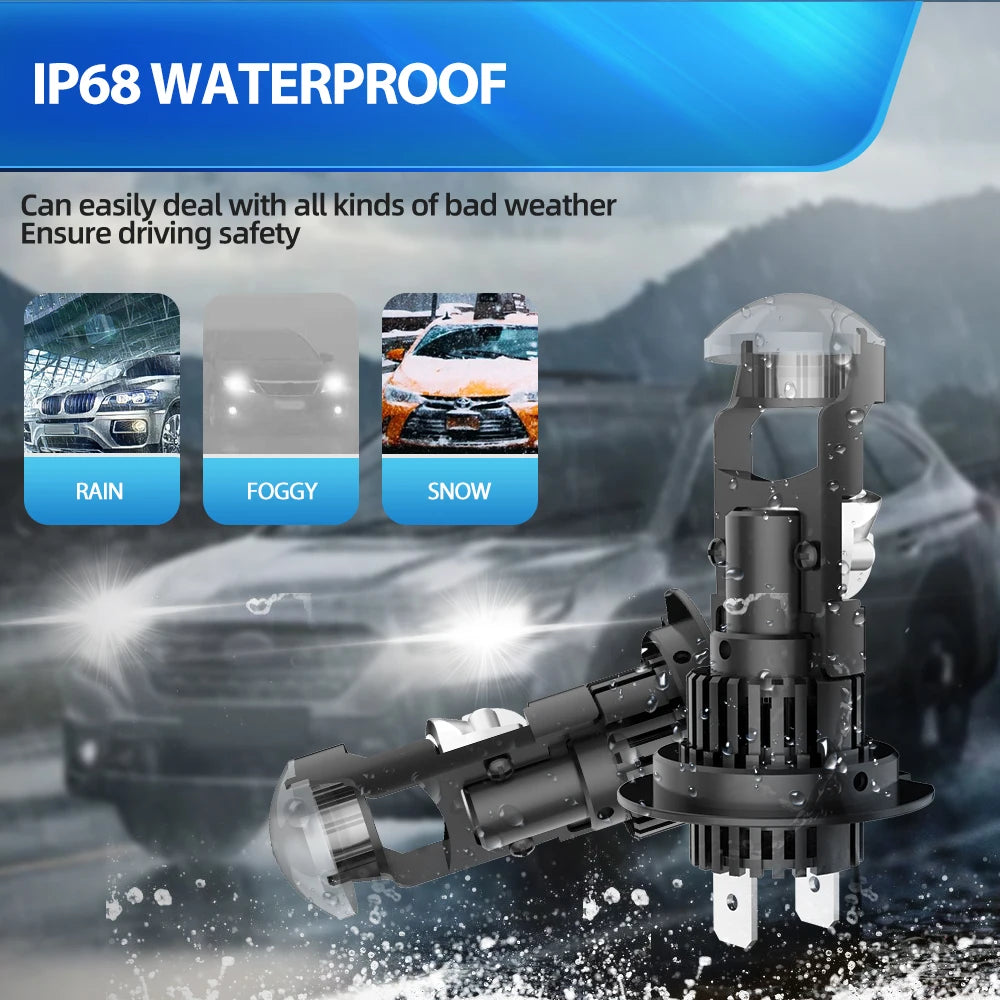 28000LM H7 LED Projector Mini Lens Car Headlight H11 9005 HB3 9006 HB4 6000K LHD Wireless Plug and Play 12V Left Hand Drive
