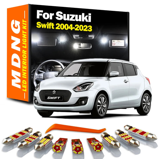 MDNG LED Bulb Interior Map Reading Dome Light Kit For Suzuki Swift 2004- 2017 2018 2019 2020 2021 2022 2023 License Plate Lamp