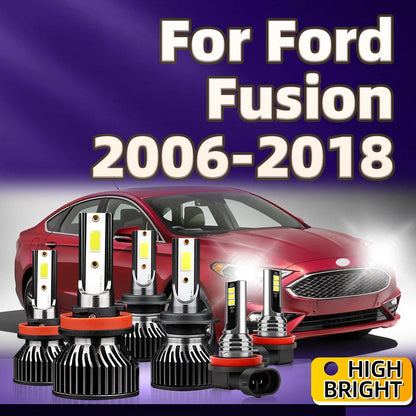 6PCS 130W LED Headlight Fog Light H11 H7 Car Lamps Kit For Ford Fusion 2006 2007 2008 2009 2010 2011 2012 2013 2014 2015-2018
