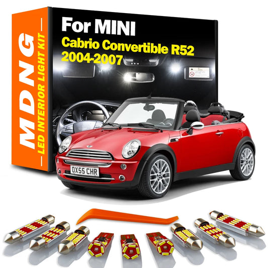 MDNG 10Pcs Canbus LED Interior Map Door Dome Bulbs Light Kit For MINI Cooper Cabrio Convertible R52 2004-2006 2007 Accessories