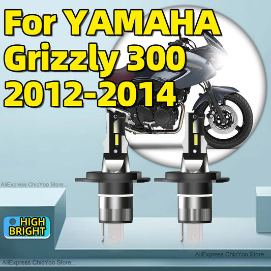 6000K Mini Size H4 120W LED Bulbs Motorcycle Headlight Wireless Plug and Play For YAMAHA Grizzly 300 2012 2013 2014
