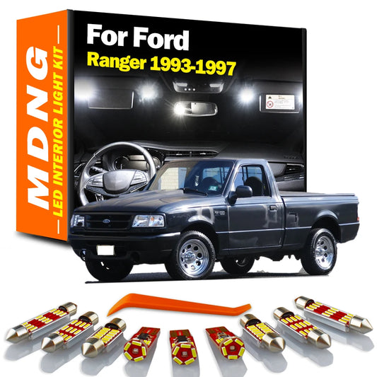 MDNG 10Pcs LED Interior Map Dome Trunk Light Kit For Ford Ranger 1993 1994 1995 1996 1997 Car Accessories License Plate Bulbs