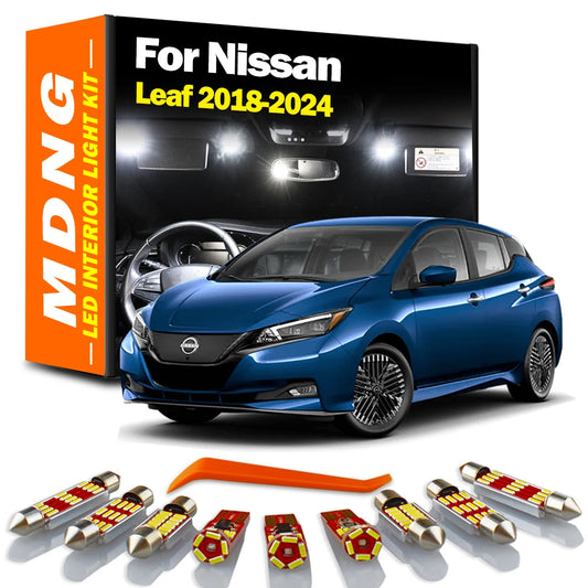 MDNG 11Pcs Car LED Interior Reading Vanity Mirror Trunk Light Kit For Nissan Leaf 2018 2019 2020 2021 2022 2023 2024 Accessories
