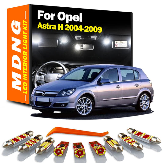 MDNG 13Pcs LED Interior Dome Map Light Car Bulbs Kit For Vauxhall Opel Astra H 2004 2005 2006 2007 2008 2009 Vanity Mirror Lamp