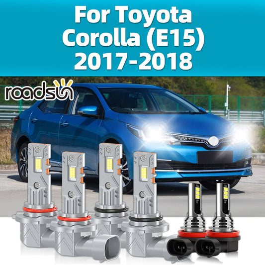 2/6Pcs LED Car Front Bulbs For Toyota Corolla (E15) 2017 2018 High Low beam Headlights 30000LM 6000K Fog Lights Plug&Play 12V