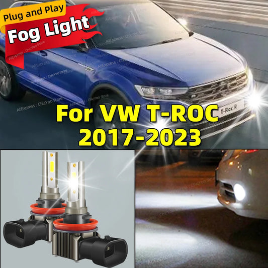 6000K LED Fog Lamp Car Bulbs Canbus Front Fog Light For VW VOLKSWAGET-ROC T ROC 2017 2018 2019 2020 2021 2022 2023 Plug and Play