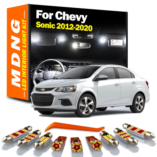 10Pcs For Chevy Sonic 2012 2013 2014 2015 2016 2017 2018 2019 2020 LED Interior Reading Plate Light Kit Car Bulbs Accessories