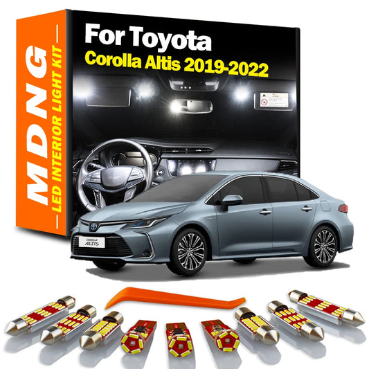 MDNG 11Pcs LED Interior Map Dome Sunvisor Light Kit For Toyota Corolla Altis 2019 2020 2021 2022 Car Indoor Bulb Accessories