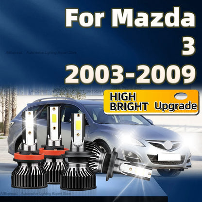 2/4Pcs LED Light Bulbs 360W High Power H7 H11 Car Headlight with Fan For Mazda 3 2003 2004 2005 2006 2007 2008 2009