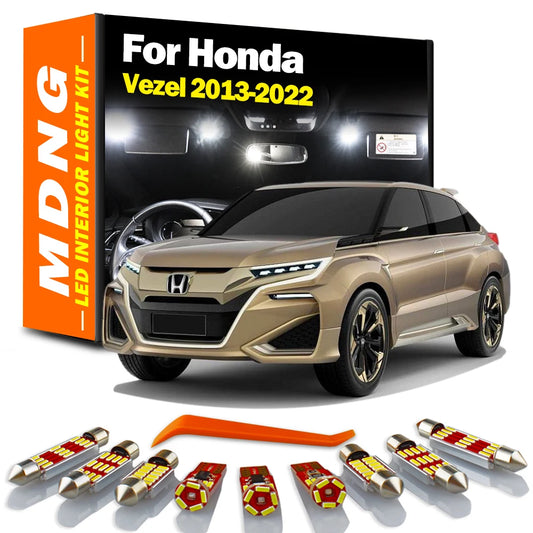 MDNG 12Pcs Canbus Sunvisor Bulbs LED Interior Reading Trunk Light Kit For Honda Vezel 2013 2018 2019 2020 2021 2022 Accessories